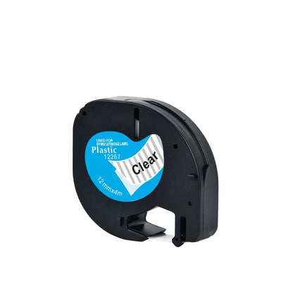 1 x Compatible Dymo 12267 / 16952 Black on Clear LetraTag Label Plastic Tape 12mm x 4m