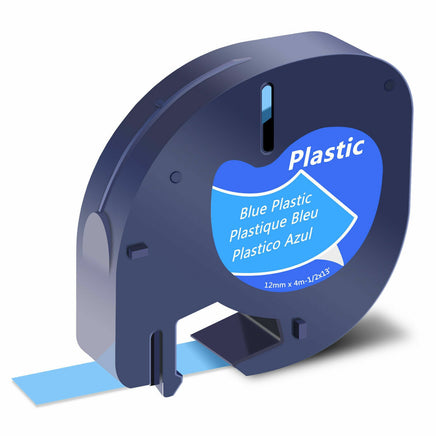 5 x Compatible Dymo 91205 / 91335 / 91225 Black on Blue LetraTag Label Plastic Tape 12mm x 4m