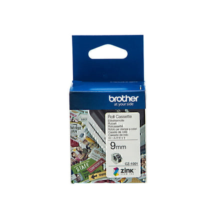 1 x Genuine Brother CZ-1001 Full Colour Continuous Paper Label Roll Cassette 9mm x 5m