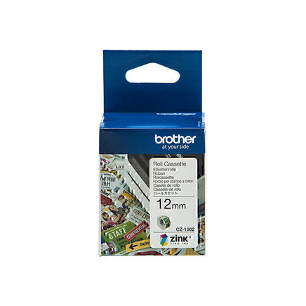1 x Genuine Brother CZ-1002 Full Colour Continuous Paper Label Roll Cassette 12mm x 5m
