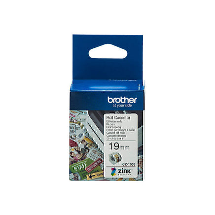 1 x Genuine Brother CZ-1003 Full Colour Continuous Paper Label Roll Cassette 19mm x 5m