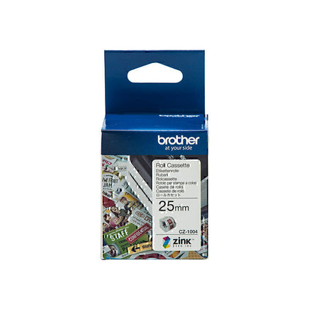 1 x Genuine Brother CZ-1004 Full Colour Continuous Paper Label Roll Cassette 25mm x 5m