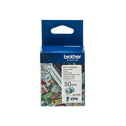1 x Genuine Brother CZ-1005 Full Colour Continuous Paper Label Roll Cassette 50mm x 5m