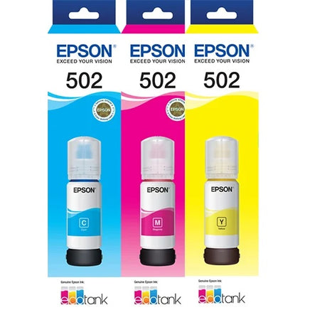 3 x Genuine Epson T502 / E502 CMY EcoTank Ink Bottle C13T03K292 - C13T03K492