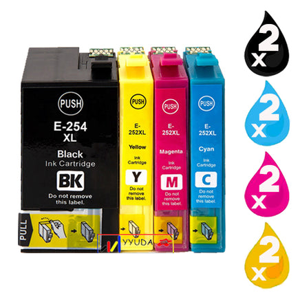 8 x Compatible Epson 254XL Black + 252XL Colour Ink Cartridges C13T254192, C13T253292 - C13T253492