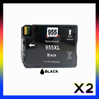 2 x Compatible HP 955XL Black High Yield Ink Cartridge L0S72AA - 2,000 Pages