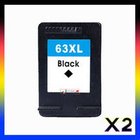 2 x Compatible HP 63XL Black Inkjet Cartridge F6U64AA - 480 Pages
