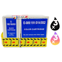 6 x Compatible Epson T051 Black + T052 Colour Ink Cartridge S020189 + S020191
