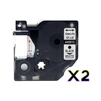 2 x Compatible Dymo 45013 / SD45013 Black on White LetraTag Label Plastic Tape 12mm x 7m