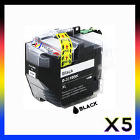 5 x Compatible Brother LC3319XL Black Ink Cartridge LC-3319XLBK - 3000 Pages