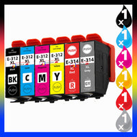 6 x Epson 312XL 314XL Compatible High Yield Ink Cartridge (1BK 1C 1M 1Y 1GY 1R)