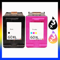 6 x Compatible HP 60XL Inkjet Cartridges CC641WA + CC644WA (3BK 3CL)