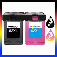 6 x Compatible HP 62XL High Yield Inkjet Cartridges C2P05AA + C2P07AA (3BK 3CL)