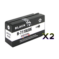 2 x Compatible HP 711XL Black Ink Cartridge CZ133A