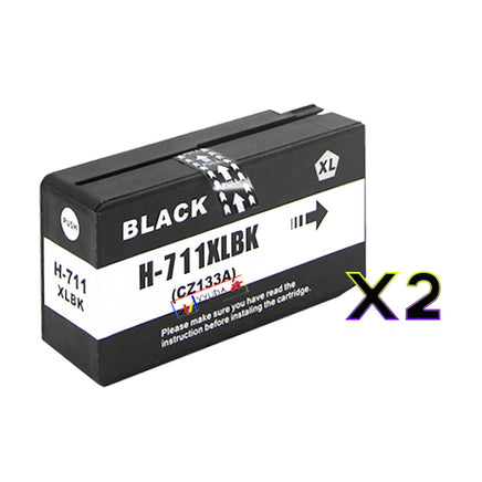 2 x Compatible HP 711XL Black Ink Cartridge CZ133A