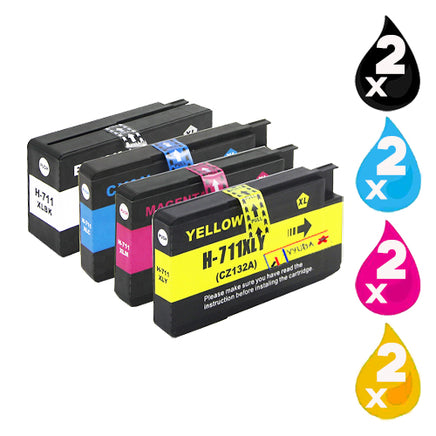 8 x Compatible HP 711XL Ink Cartridge CZ130A - CZ133A