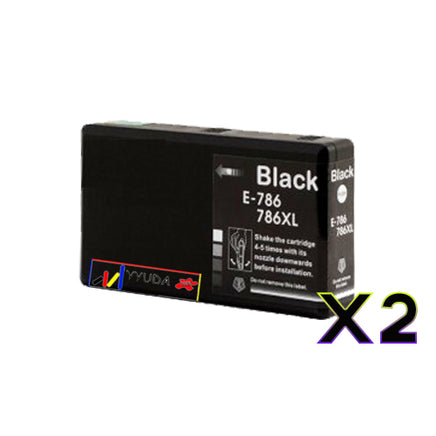 2 x Compatible Epson 786XL High Yield Black Ink Cartridge C13T787192