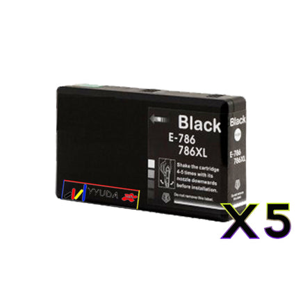 5 x Compatible Epson 786XL High Yield Black Ink Cartridge C13T787192