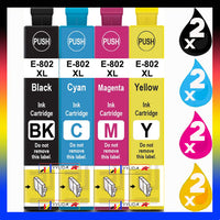8 x Compatible Epson 802XL High Yield Ink Cartridge C13T356192 - C13T356492 (2BK 2C 2M 2Y)