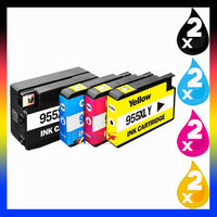 8 x Compatible HP 955XL High Yield Ink Cartridge L0S63AA - L0S72AA (2BK 2C 2M 2Y)