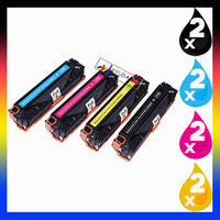 8 x Compatible HP 125A Toner Cartridge CB540A - CB543A (2BK 2C 2M 2Y)