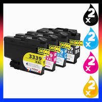 8 x Compatible Brother LC3339XL High Yield Ink Cartridge LC-3339XL (2BK 2C 2M 2Y)