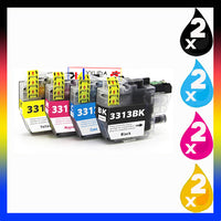 8 x Compatible Brother LC3313 Ink Cartridge LC-3313 (2BK 2C 2M 2Y)
