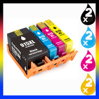8 x Compatible HP 915XL High Yield Ink Cartridge 3YM22AA - 3YM19AA (2BK 2C 2M 2Y)