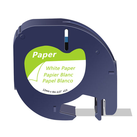 5 x Compatible Dymo 91200 / 91330 / 91220 Black on White LetraTag Label Paper Tape 12mm x 4m