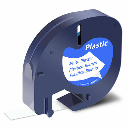 2 x Compatible Dymo 91201 / 91331 / 91221 Black on White LetraTag Label Plastic Tape 12mm x 4m