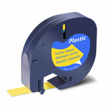3 x Compatible Dymo 91202 / 91332 / 91222 Black on Yellow LetraTag Label Plastic Tape 12mm x 4m