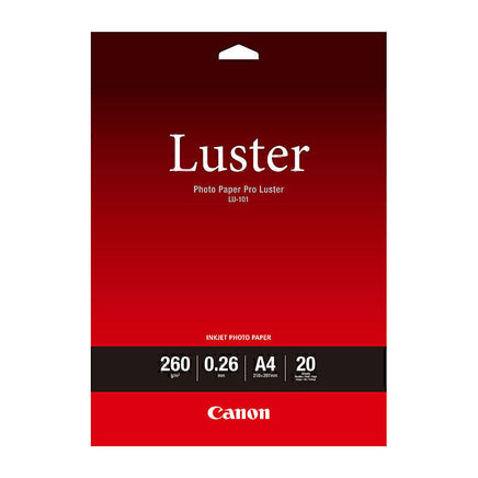 1 x Genuine Canon LU101 Luster Photo Paper 260gsm A4 - 20 Sheets