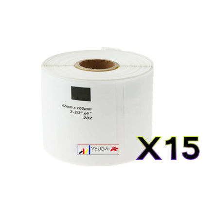 15 x Compatible Brother DK11202 "Without Cartridge" White Label Roll 62mm x 100mm