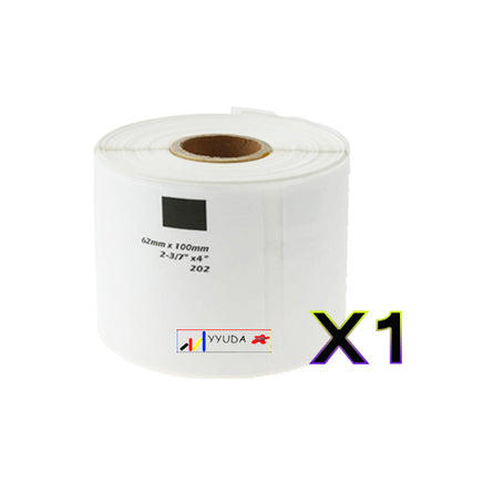 1 x Compatible Brother DK11202 "WITHOUT CARTRIDGE" White Label Roll 62mm x 100mm - 300 Labels per Roll