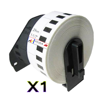 1 x Compatible Brother DK22210 "WITH CARTRIDGE" Black Text on White Paper Label Roll 29mm x 30.48mm