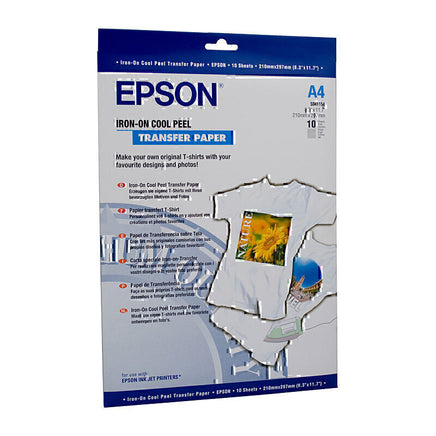 Genuine Epson S041154 Iron-On Cool Feel Transfer Paper 124gsm A4 - 10 sheets