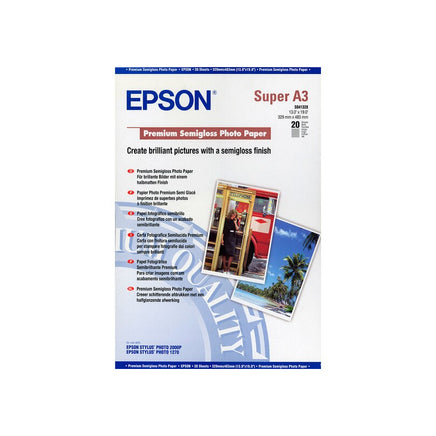 Genuine Epson S041328 Premium SemiGloss Photo Paper 250gsm A3+ (329mm x 483mm) - 20 sheets