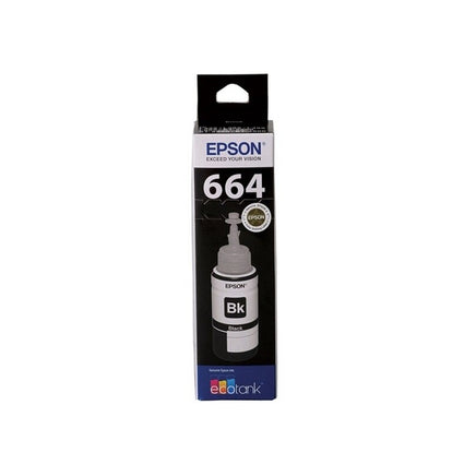 1 x Genuine Epson T664 Black EcoTank Bottle C13T664192