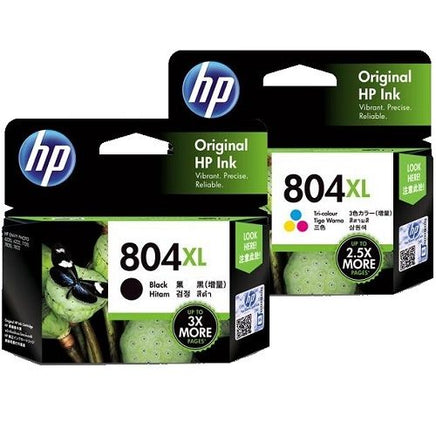 2 x Genuine HP 804XL High Yield Ink Cartridge T6N12AA + T6N11AA