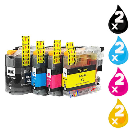 8 x Compatible Brother LC137XL LC135XL Ink Cartridge LC-137XL LC-135XL