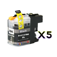 5 x Compatible Brother LC137XLBK Black Ink Cartridge LC-137XLBK