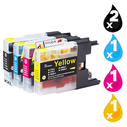 5 x Compatible Brother LC77XXL Black + LC77XL Colour Ink Cartridge (2BK 1C 1M 1Y)