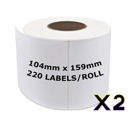2 x Compatible Dymo SD0904980 White Label Roll 104mm x 159mm
