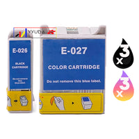6 x Compatible Epson T026 Black + T027 Colour Ink Cartridge