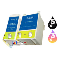 8 x Compatible Epson T028 T029 Ink Cartridge (5BK 3CL)