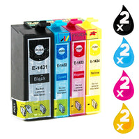 8 x Compatible Epson T1431 - T434 Ink Cartridge