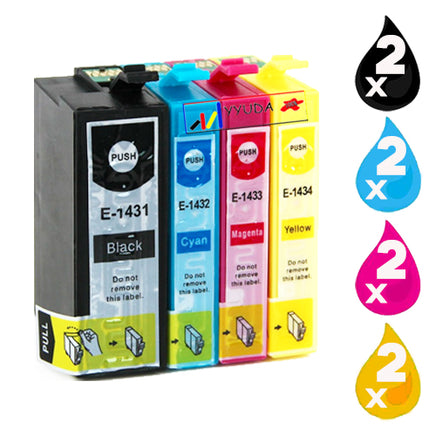 8 x Compatible Epson T1431 - T434 Ink Cartridge