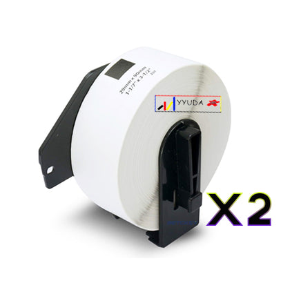 2 x Compatible Brother DK11201 "WITH CARTRIDGE" White Label Roll 29mm x 90mm - 400 Labels per Roll