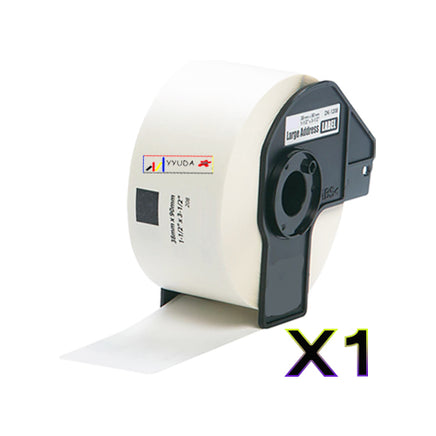 1 x Compatible Brother DK11208 "WITH CARTRIDGE" White Label Roll 38mm x 90mm - 400 Labels per Roll