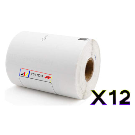 12 x Compatible Brother DK11241 "WITHOUT CARTRIDGE" White Label Roll 102mm x 152mm